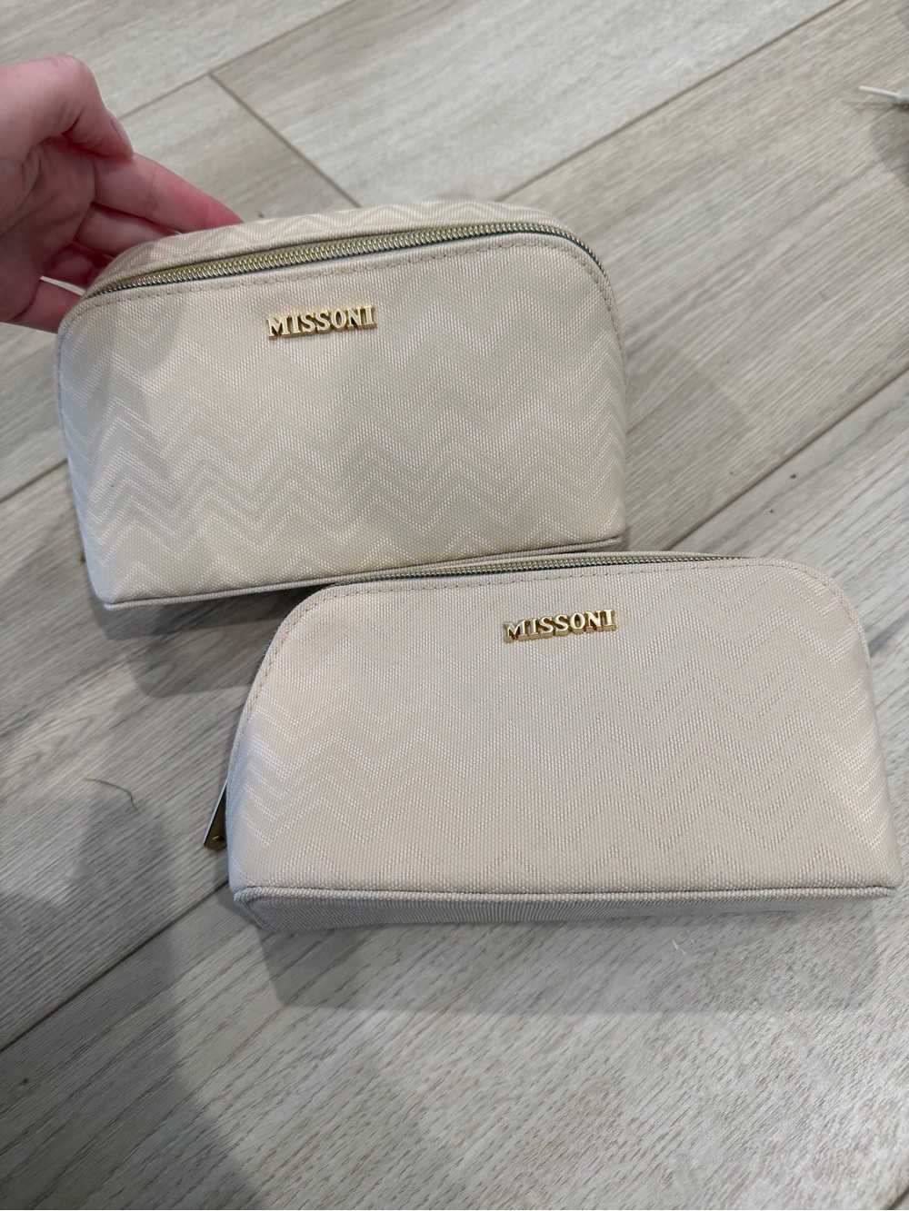 Missoni Cream Chevron Cosmetic Pouches Set